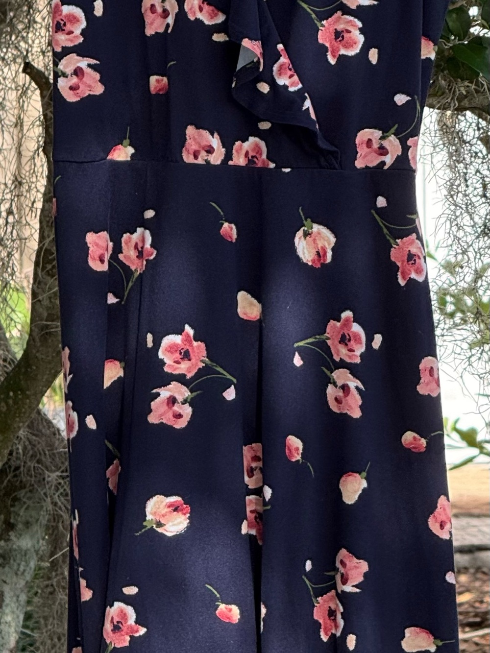 Fortune + Ivy Sleeveless Dress Floral V-neck Ruffle Trim Blue Pink Women’s L - Picture 4 of 7